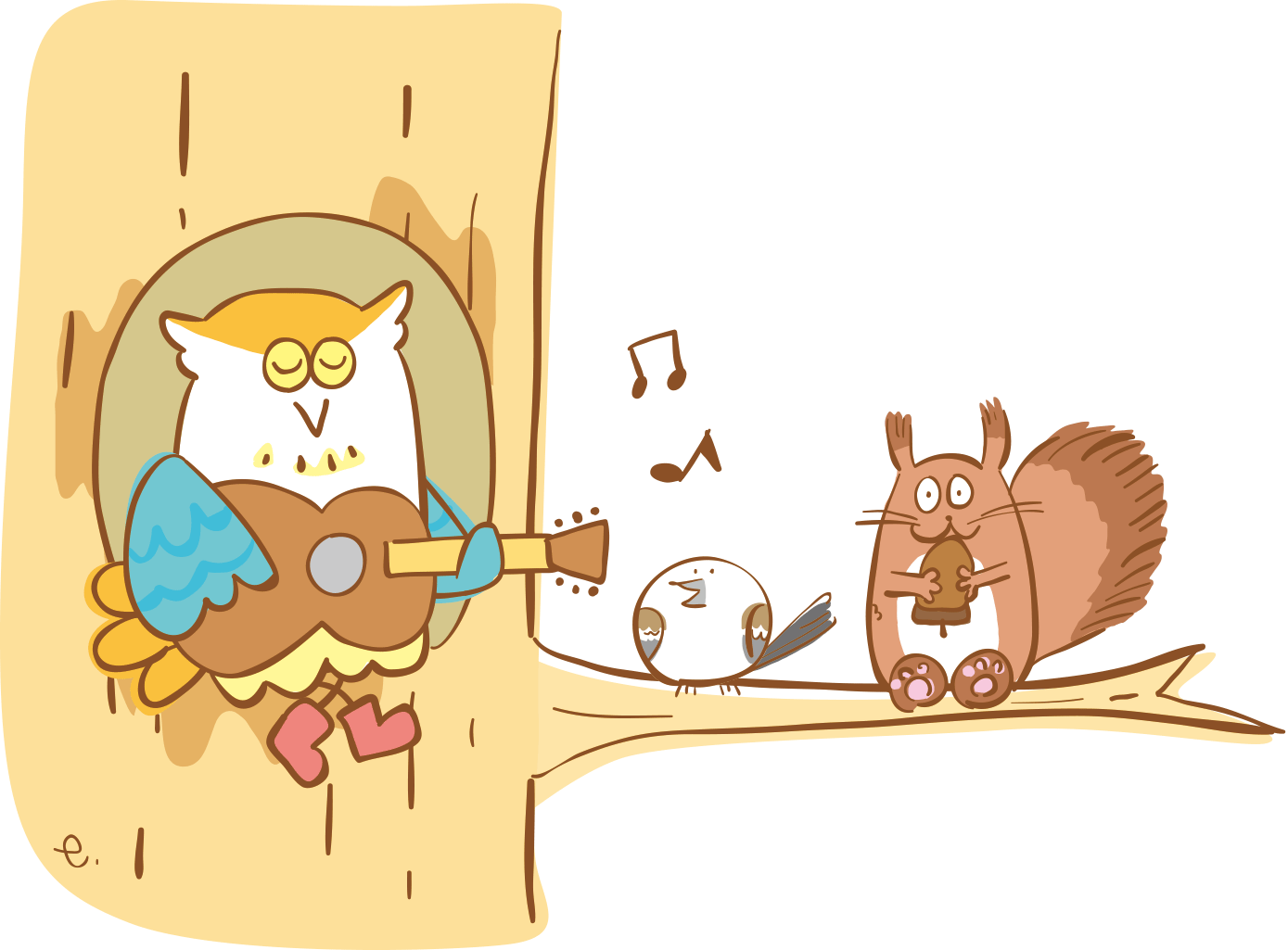 アウルンがギターを弾いている