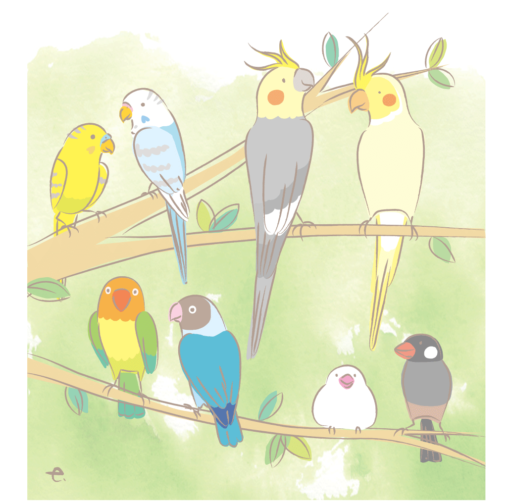 小鳥がたくさんいる