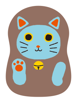 顔が水色のニャンリョーシカ
